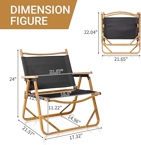 Miniatura 3 de BIVVI Sillas de camping para adultos, sillas de comedor ligeras y portátiles, marco de aluminio y veta de madera sintética, silla de pesca de playa