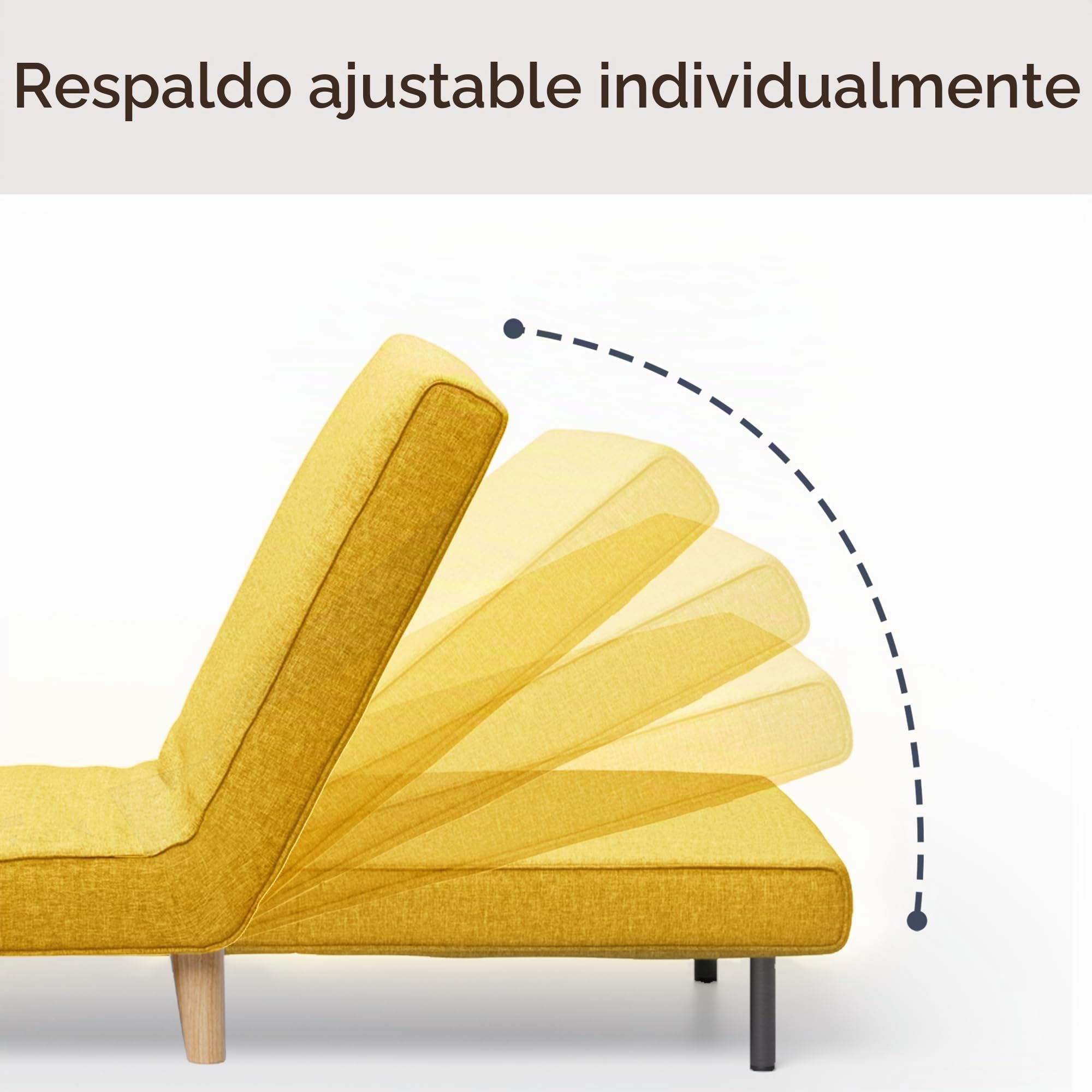 Bealife Sillón Convertible 1 Plaza, Sillón Cama 3 en 1, Sofá Cama Individual con Respaldo Ajustable en 5 Posiciones, para Salón, Dormitorio, Oficina, Amarillo