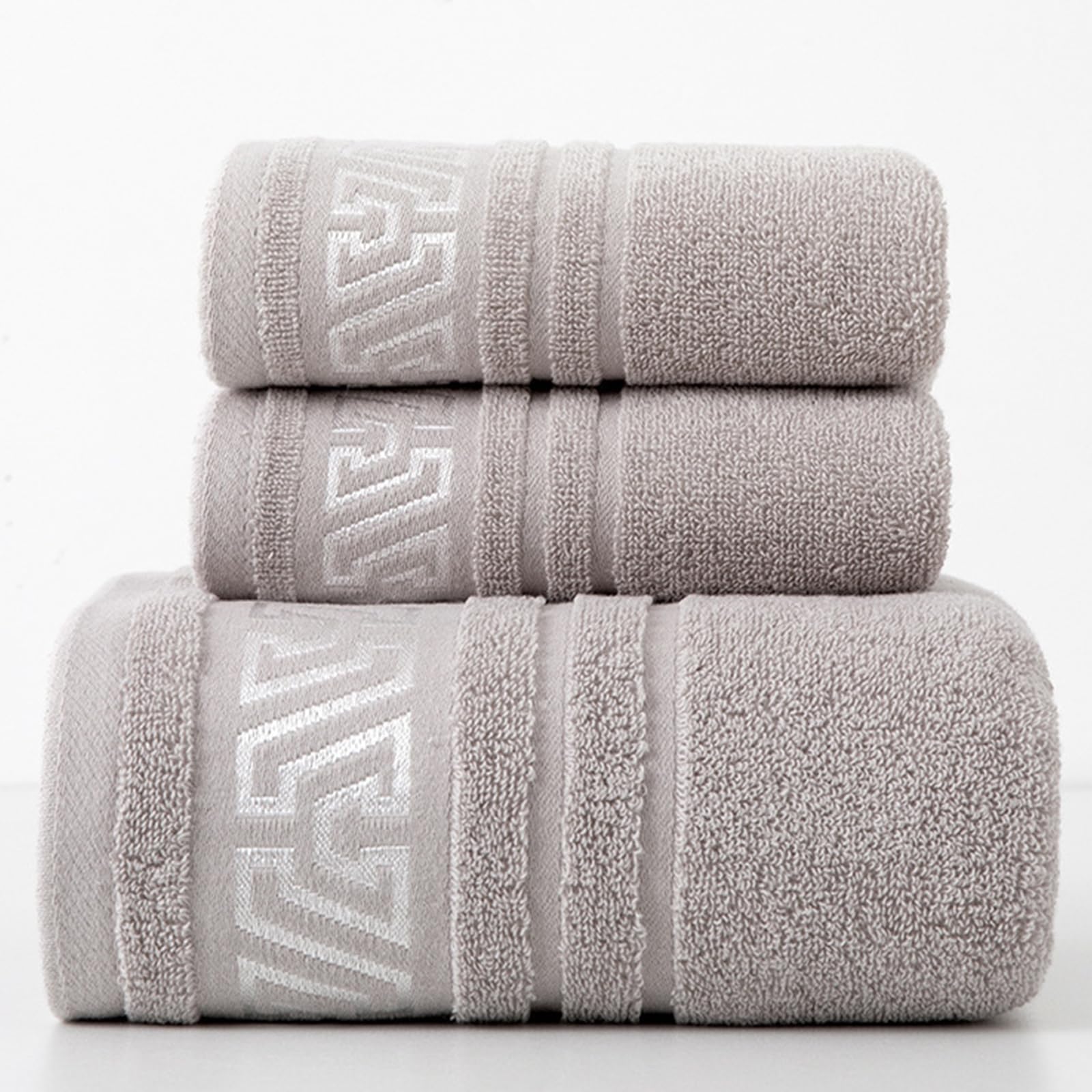 3 Packs Cotton Luxury Towels,Ultrasoft Large Size Bath Bundle Cotton Towels Set Highly Absorbent - 1 Bath,2 Washcloth with 2 Microfiber Cleaning Cloth，for Premium Hotel,Bathroom, Spa,Gym（Light grey）