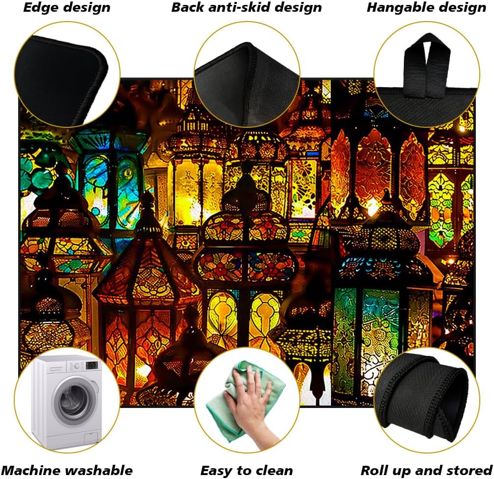 AHANDMAKER Electric Stove Cover, 20.47x28.35" Foldable Glass Cooktop Protector, Non-Slip Top Protector Mat for Stove, Washer and Dryer(Lanterns)