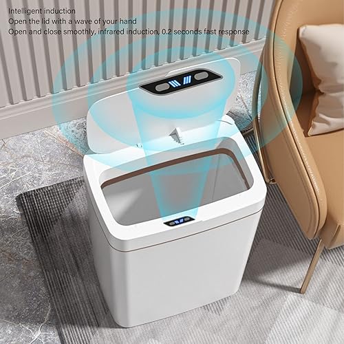 Miniatura 2 de Asixxsix Bote de basura de baño sin contacto, 18 L, 4.75 galones, con sensor de movimiento automático, funciona con pilas, delgado e inteligente,
