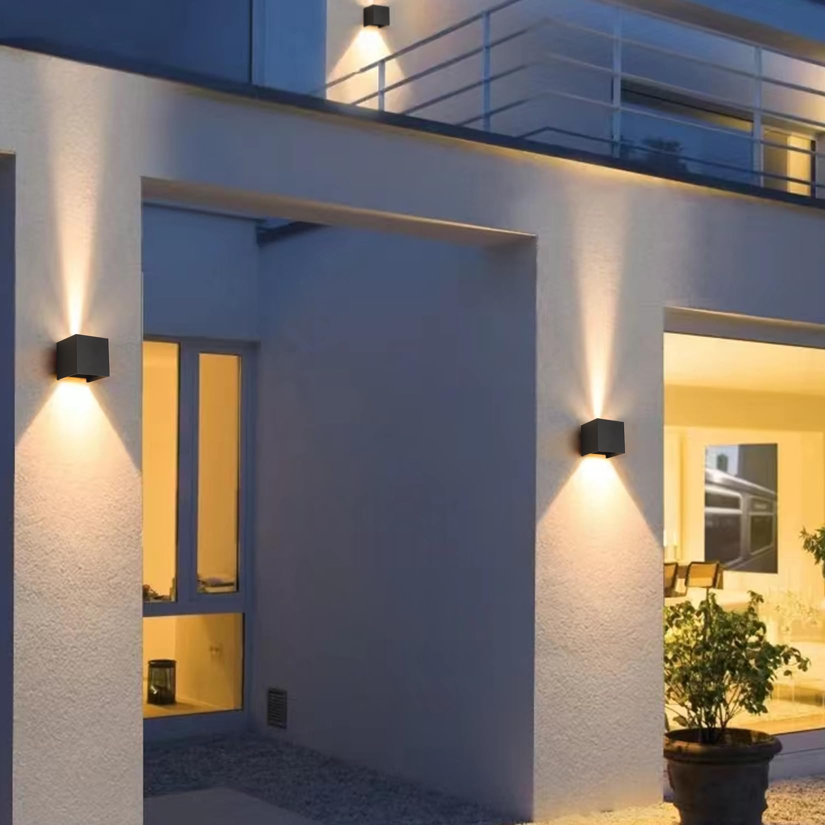 FUPE 2 Piezas Aplique de Pared Exterior LED Lámparas de Pared Interior Moderno Negro 6W 3000K blanco cálido IP65 impermeable cuadrada de aluminio Ángulo de luz ajustable de diseño y fácil de instalar — view 3