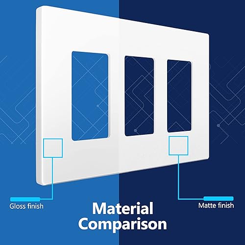 Miniatura 4 de LIDER LSWP-33M-W - Cubierta de interruptor decorativa triple con acabado mate, placa de pared sin tornillos, tamaño mediano de 3 segmentos 4.88 x
