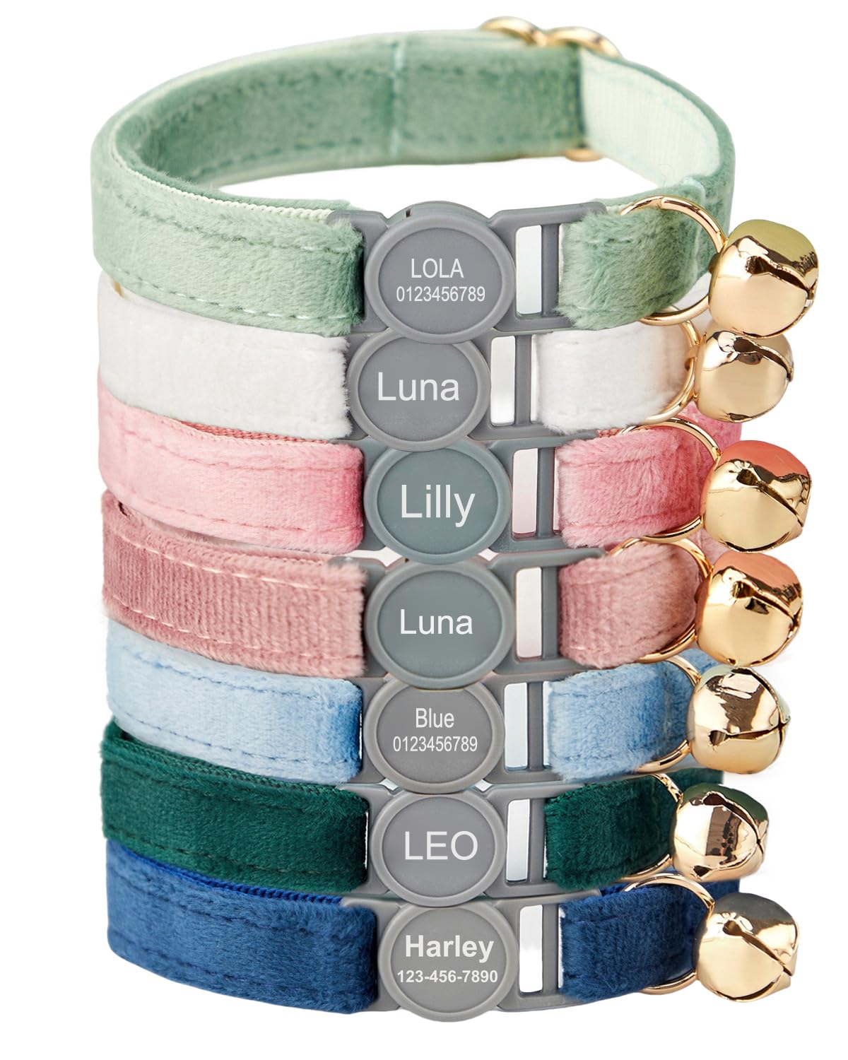 Personalized Breakaway Cat Collar - Velvet, Safety Buckle, Custom Name and Phone Number, Soft, Adjustable โ image 1