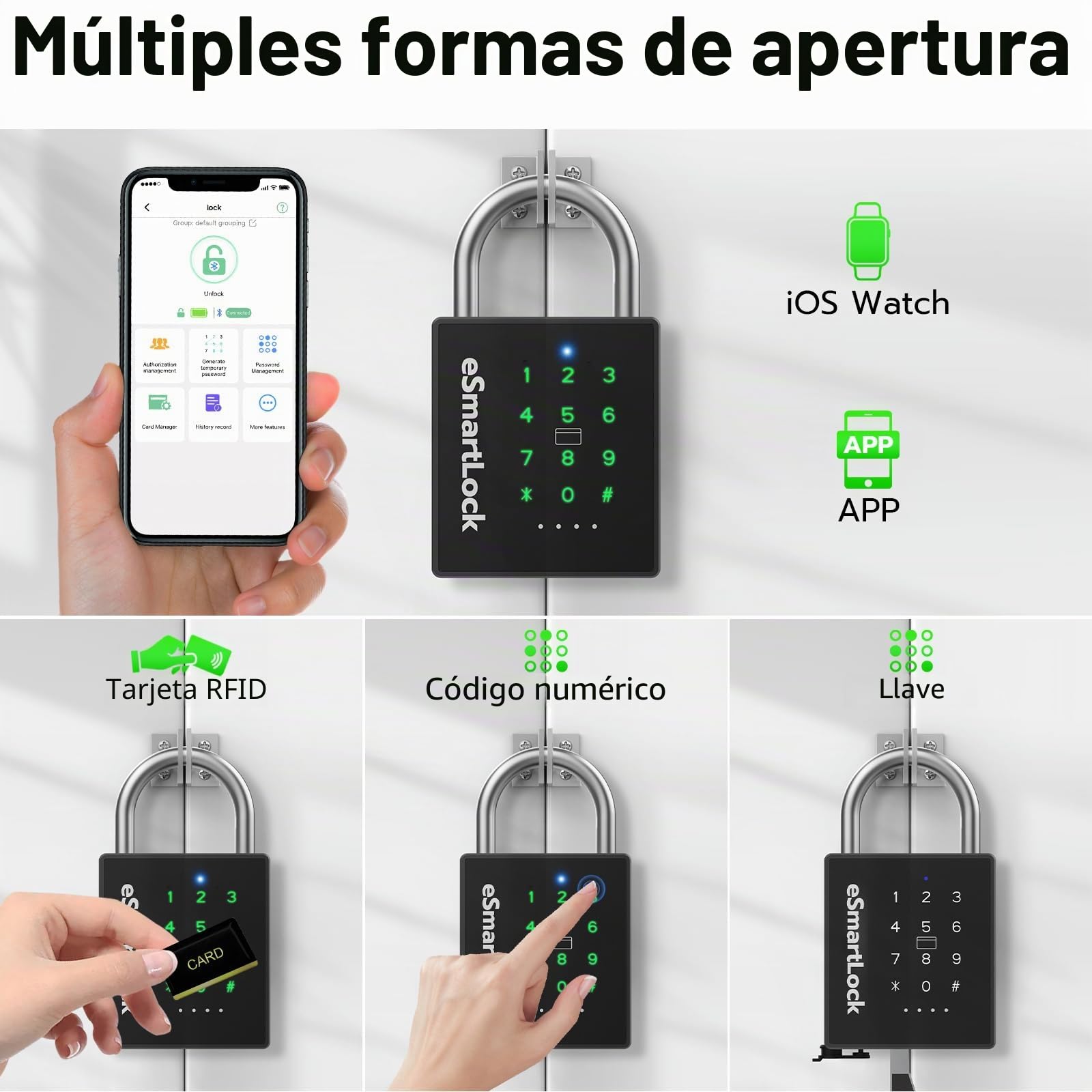 Candado de combinación con código numérico NFC RFID eLinkSmart resistente a la intemperie, resistente a la intemperie, candado de combinación para taquillas, puertas, vallas, 1000 usuarios de la