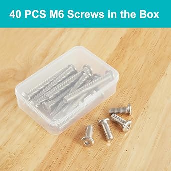 40 Sets M6 x 16 mm Countersunk Hex Socket Screws Stainless Steel 304 (A2/V2A/VA) Flat Head Screws for Furniture Rustproof Metal Screws