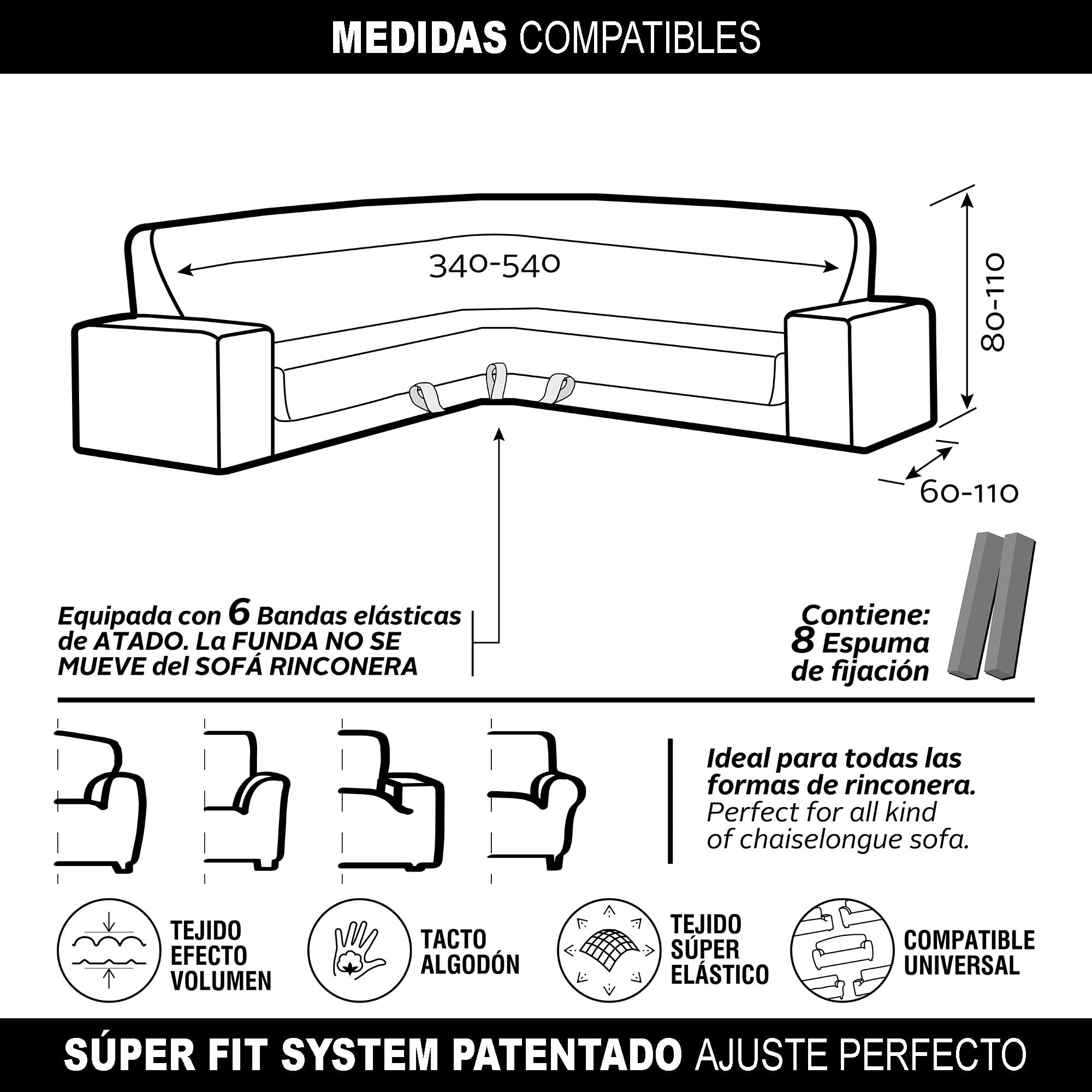 SOFASKINS super elastischer ecksofa überzug, waschbar, hochwertig, atmungsaktiv, bequem und langlebig, Sofa überzug, Einfach anzubringen, Maße (340-540 cm), Farbe Leinen