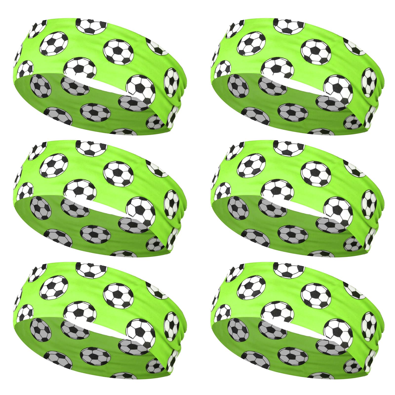 ordinarYone Pack Of 6pcs Stretchy Football Headbands Headwear For Sports And Parties Comfortable Elastic Hair Accessories