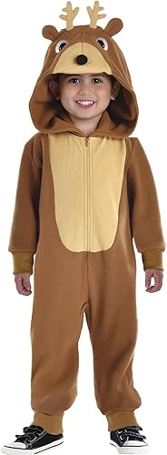 Party City - Cremallera de una pieza con diseño de reno para niños, talla 3-4T