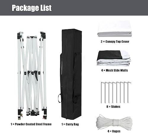 Miniatura 9 de MONDAWE Toldo desplegable de 11 x 11 pies, doble techo con mosquitera, para parrilla, tienda de campaña, altura ajustable, marco de acero para