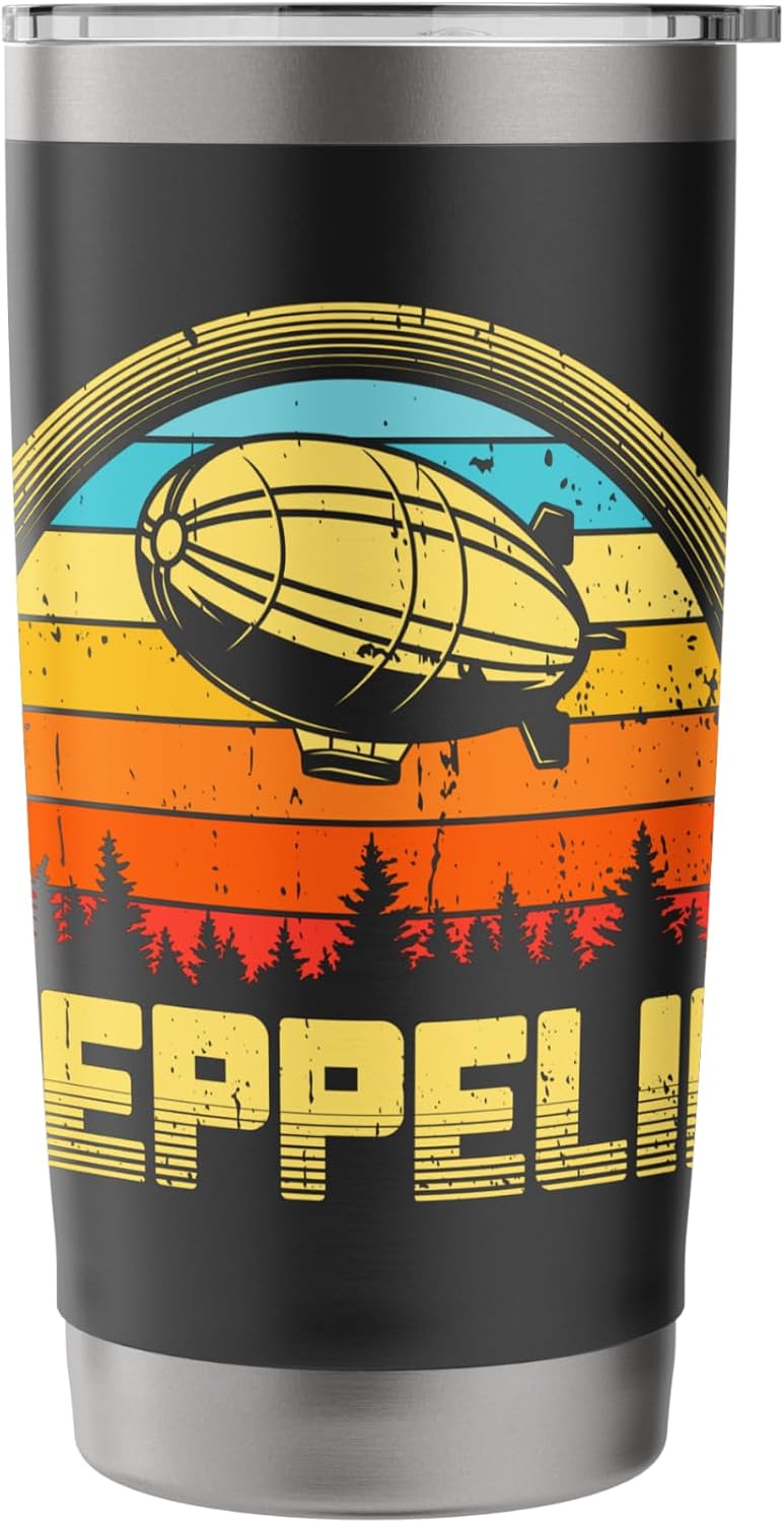 Zeppelin Retro Vintage Sunset 70s 80s Dirigible Airship Stainless Steel Insulated Tumbler