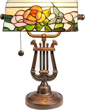 Dale Tiffany TT90186 Broadview Table Lamp, Antique Bronze and Art Glass Shade 14.50x10.50x10.50