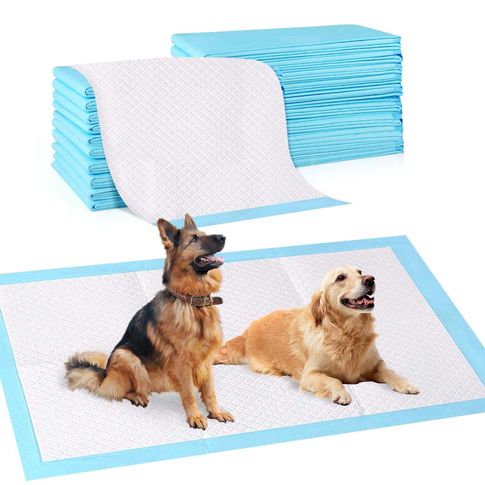 SUPRONLOVE Pee Pads for Dogs & Cats, Extra Large 36"X51", 40 Count, Blue, Polymer, Polyethylene (PE), Fluff Pulp, 6 Layers, Disposable Pet Training Pads