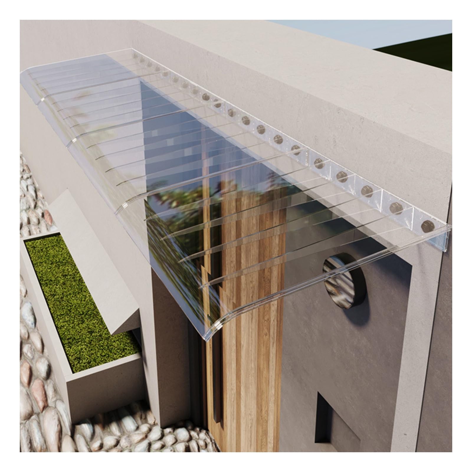 Zhengqian One Color Invisible Front Door Canopy,Upgraded And Reinforced Polycarbonate Front Door Awning,Upf 50+ Uv Rain Snow Sun Protection,Window Awning Outdoor Awnings(W55*L80cm/W 21.6*L31.4in)