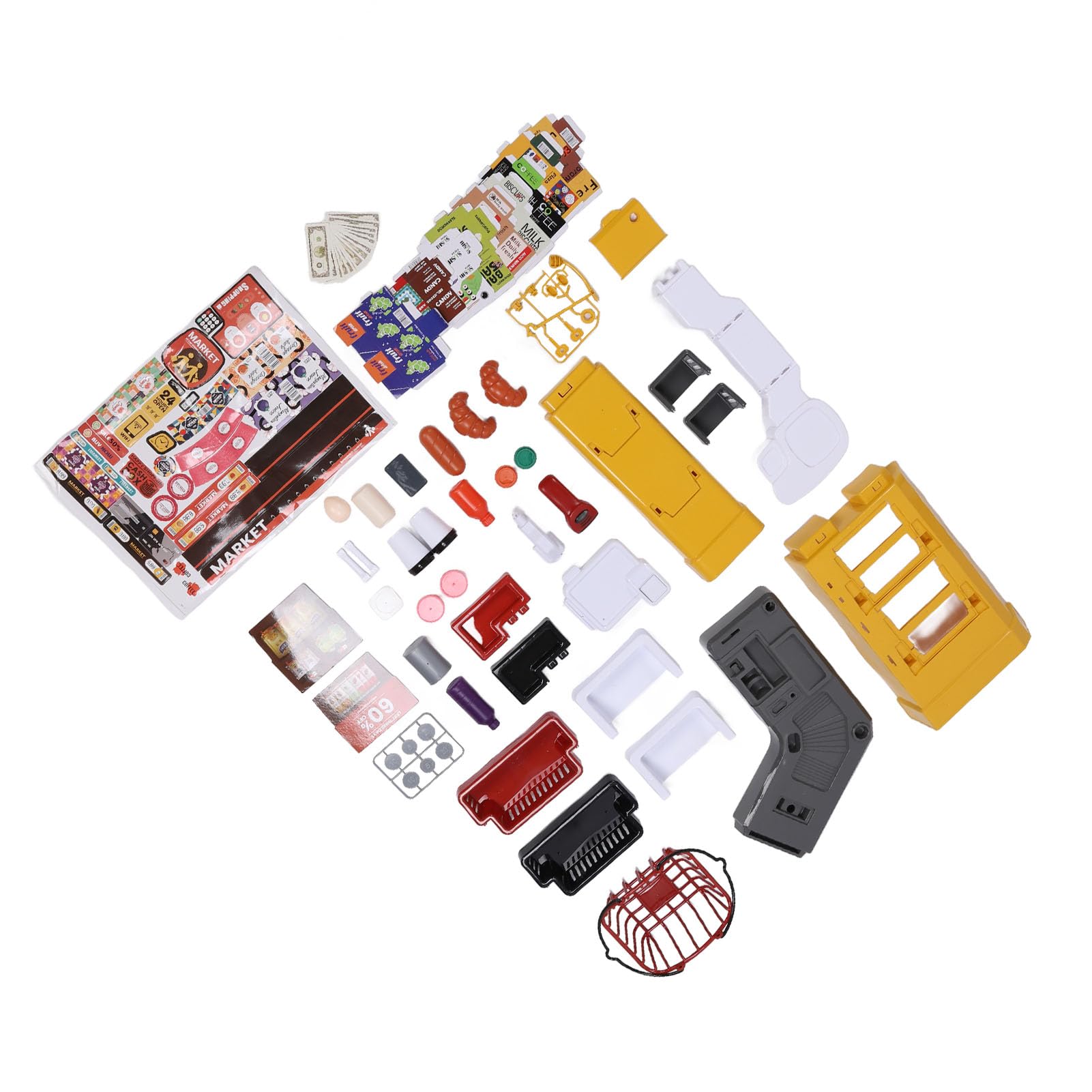 Alomejor Set da Gioco per Supermercato per Bambini, Carrello della Spesa Interattivo con Effetti Sonori e Luminosi, Gioco di Finzione, Giocattolo del Negozio di Alimentari per i più Piccoli
