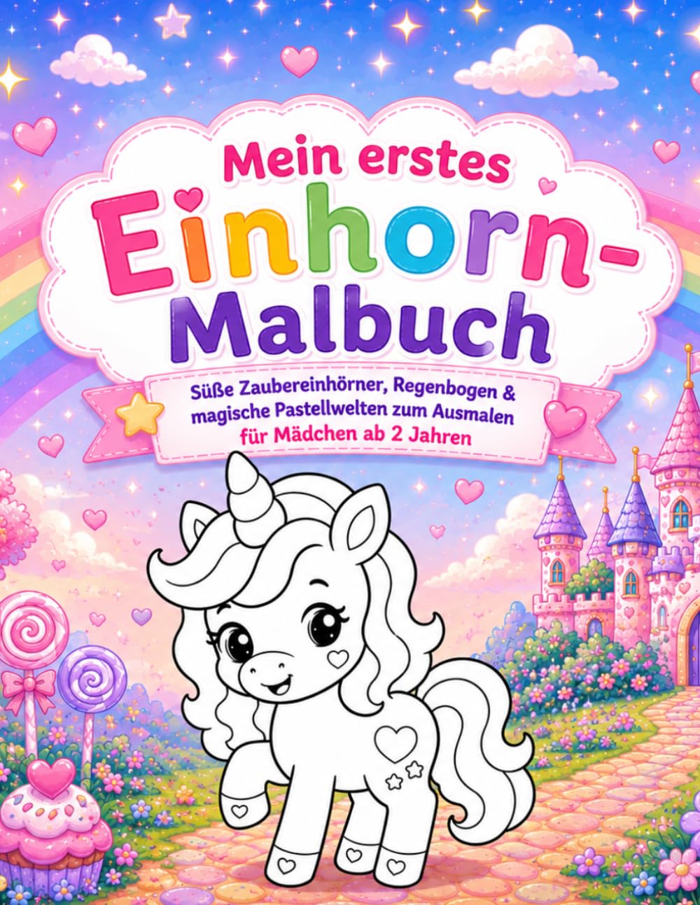 Mein erstes Einhorn-Malbuch: Süße Zaubereinhörner, Regenbogen & magische Pastellwelten zum Ausmalen für Mädchen ab 2 Jahren