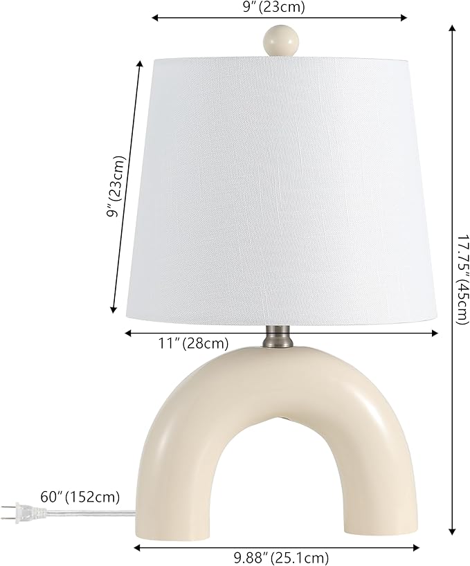 JONATHAN Y JONATHAN Y JYL5503A-SET2 Zadie 17.75" Scandinavian Minimalist Ceramic Arch LED Table Lamp for Bedroom, Living Room, Office, College, Book Case, Nightstands and Coffee Table, Almond (Set of 2) photo 3