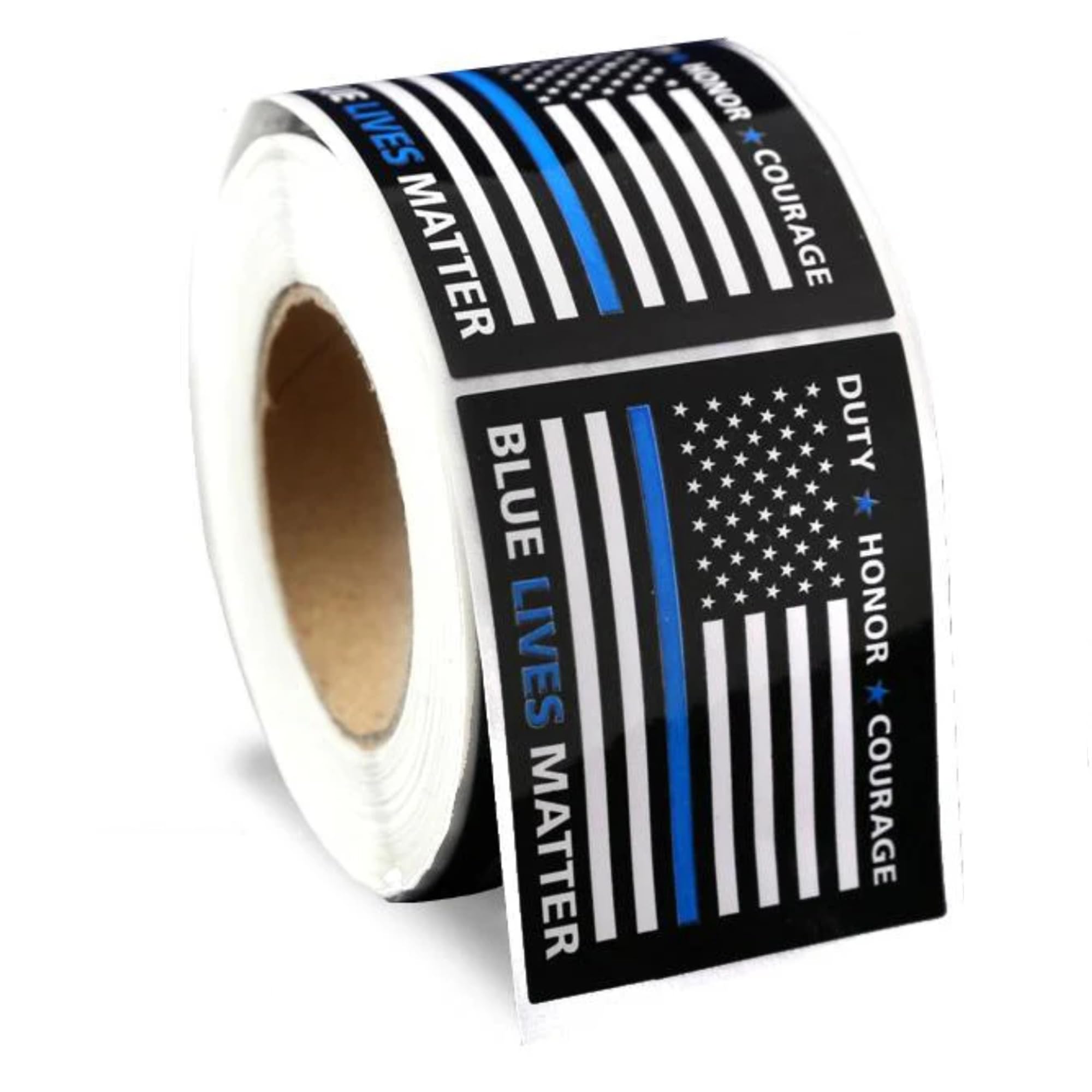 250 Police Support Stickers - Roll of 250 Blue Lives Matter Flag Stickers