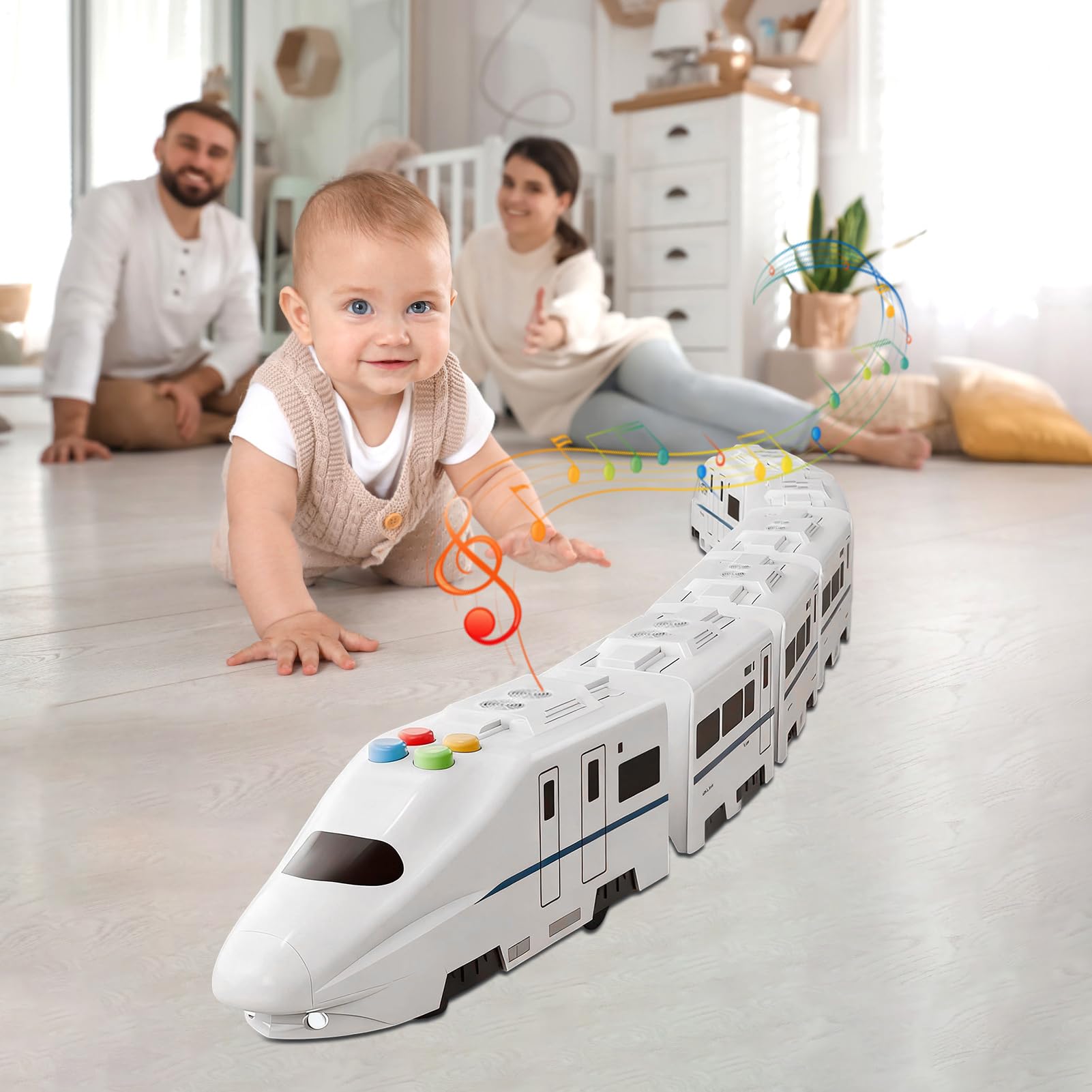 Générique Elektrisches Zugspielzeug für – extra großer Hochgeschwindigkeitszug mit Licht, Musik und Geschichten | Zug-Set Modell Harmony, frei zusammengebaut für das Eisenbahnspiel