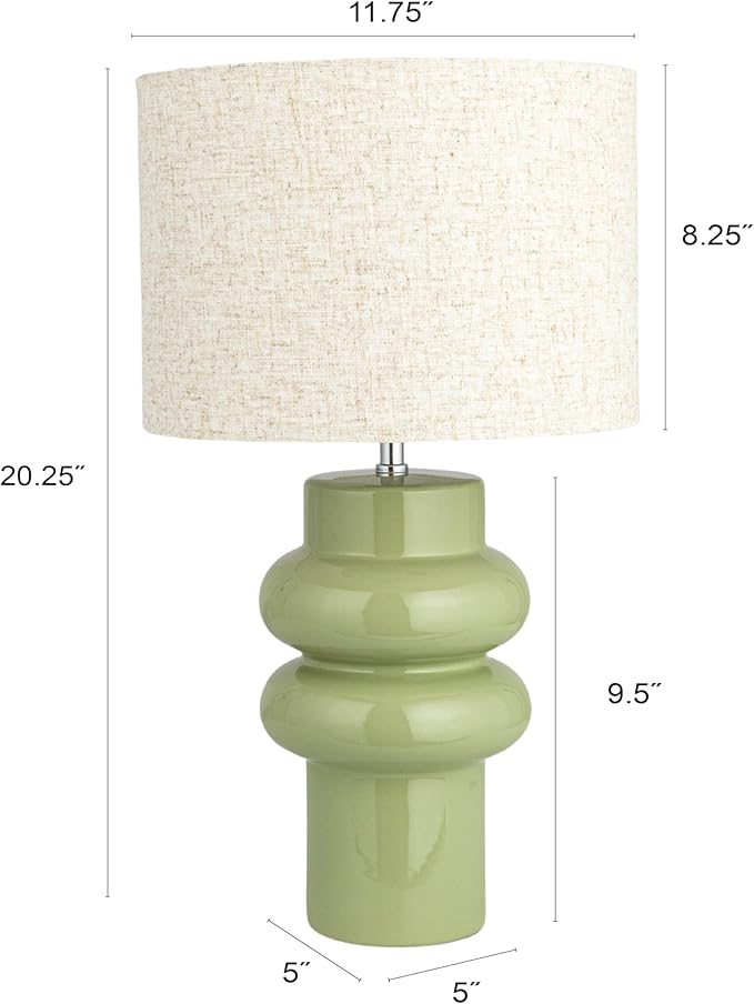 Bloomingville Bloomingville Stoneware Table Lamp with Linen Shade, Green photo 3