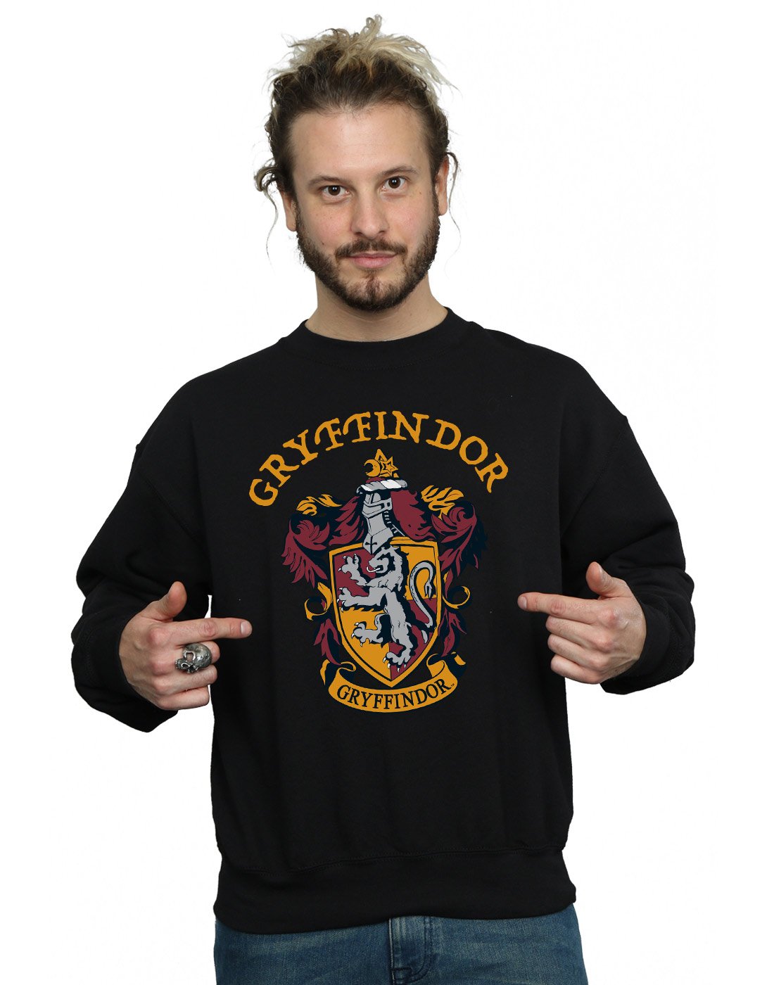 Absolute Cult Men's Black Harry Potter Gryffindor Crest Sweatshirt Large