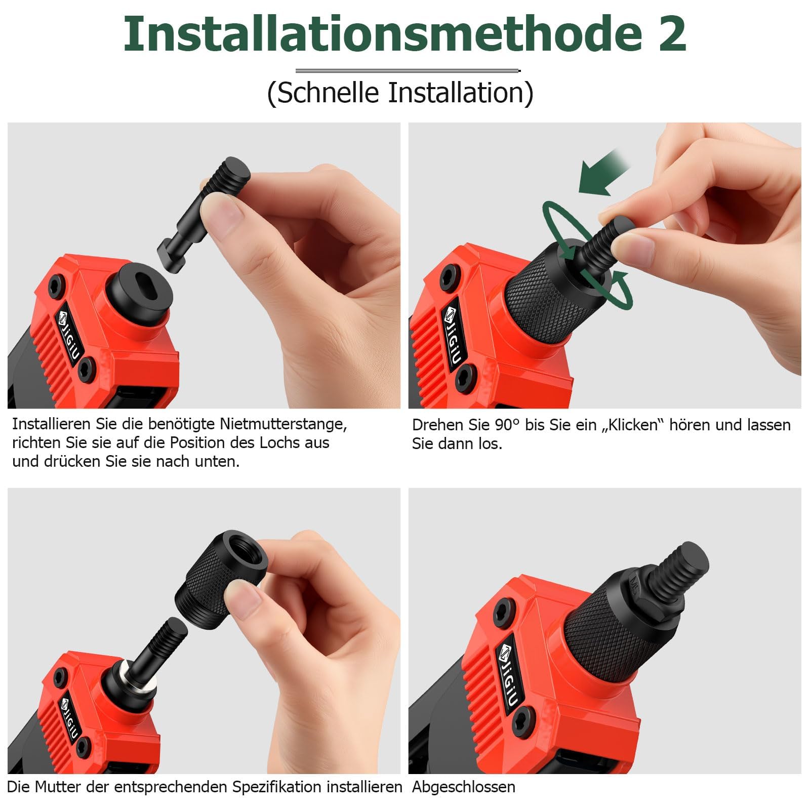 JiGiU Nietmutternzange Set inkl. 110pcs Nietmuttern M3-M12, Rot