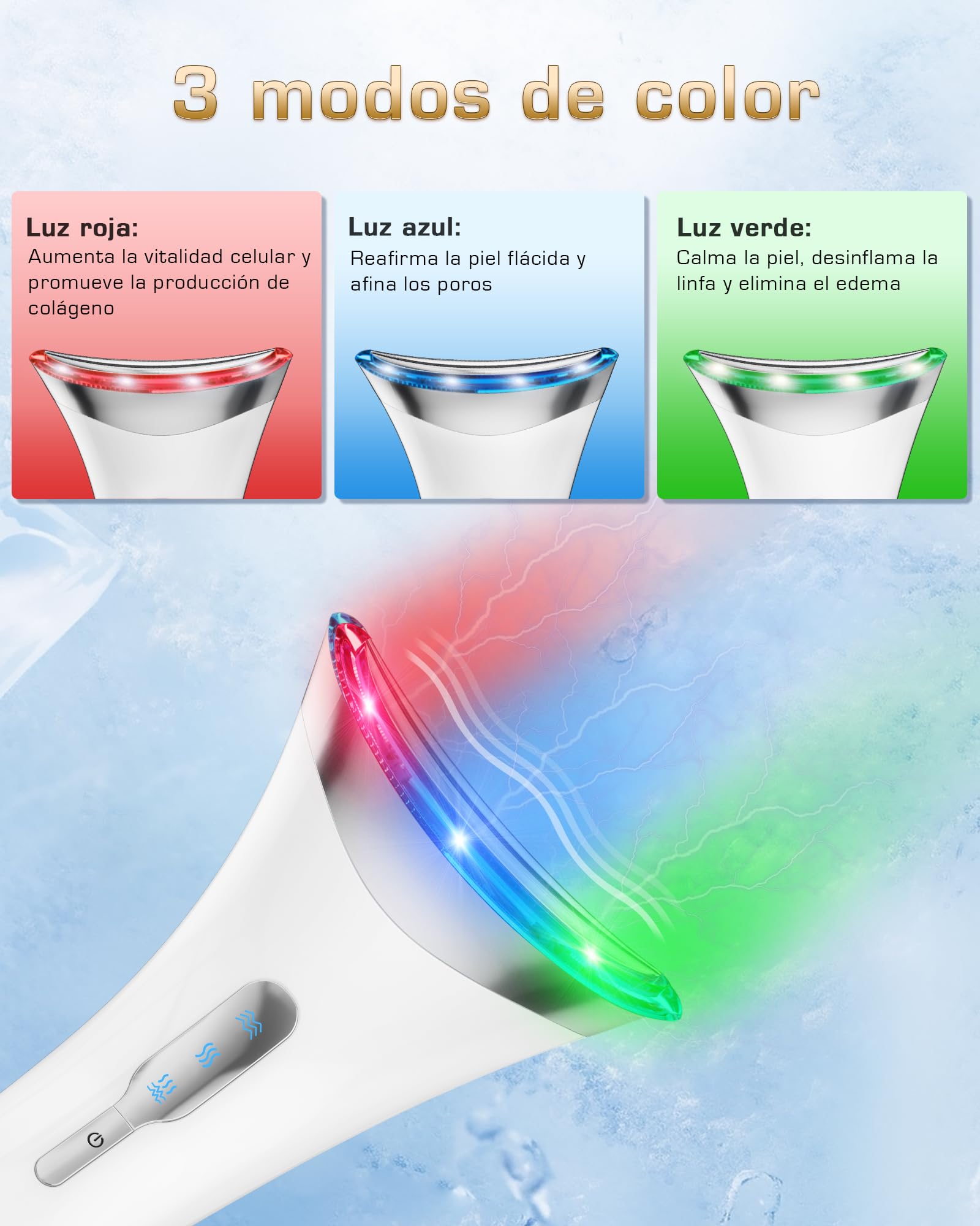 Masajeador Facial Electrónico Cara: Antiarrugas y Belleza con Calefacción de 45℃, Reductor de Papada para Mujer, Máquina de Belleza LED EMS Lifting para Líneas del Cuello