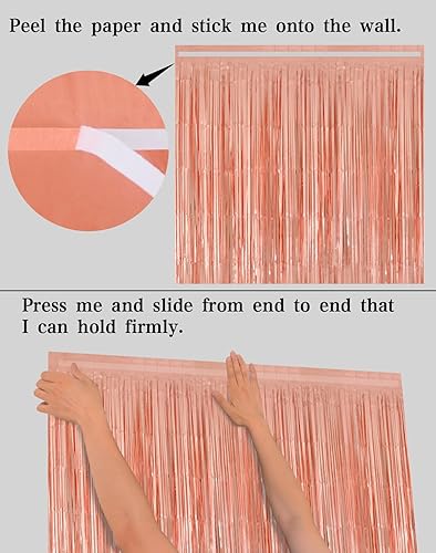 Miniatura 6 de Rose Gold Bachelorette Decorations, Melsan 3.2 x 8 ft Foil Fringe Curtains Batcholette Party Supplies Foil Curtain Backdrop for Women Bridal Shower