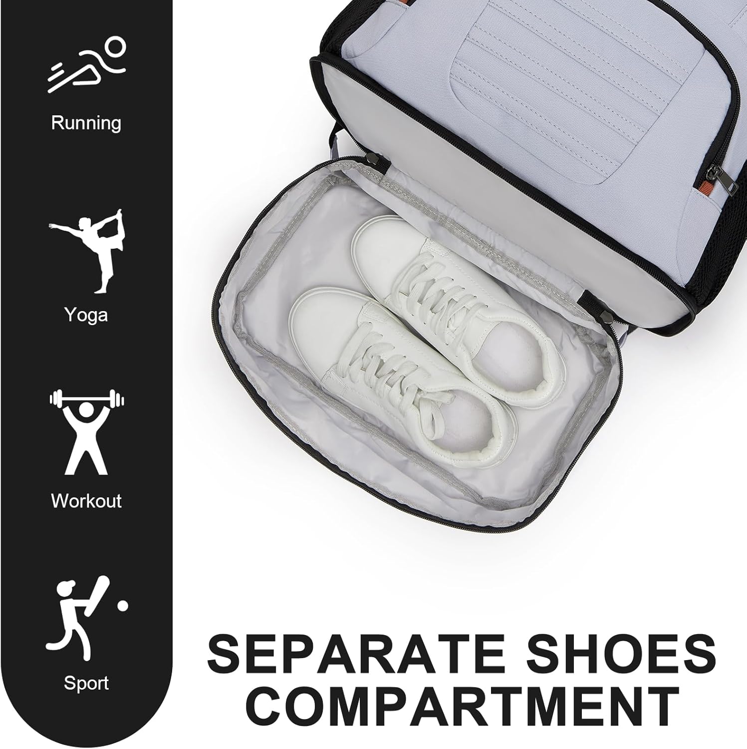 seyfocnia Gym Backpack for Men, Waterproof Sports Backpacks With Shoe Compartment Lightweight Workout Trainning Back Pack Casual Travel Daypack-Grey - Image 2