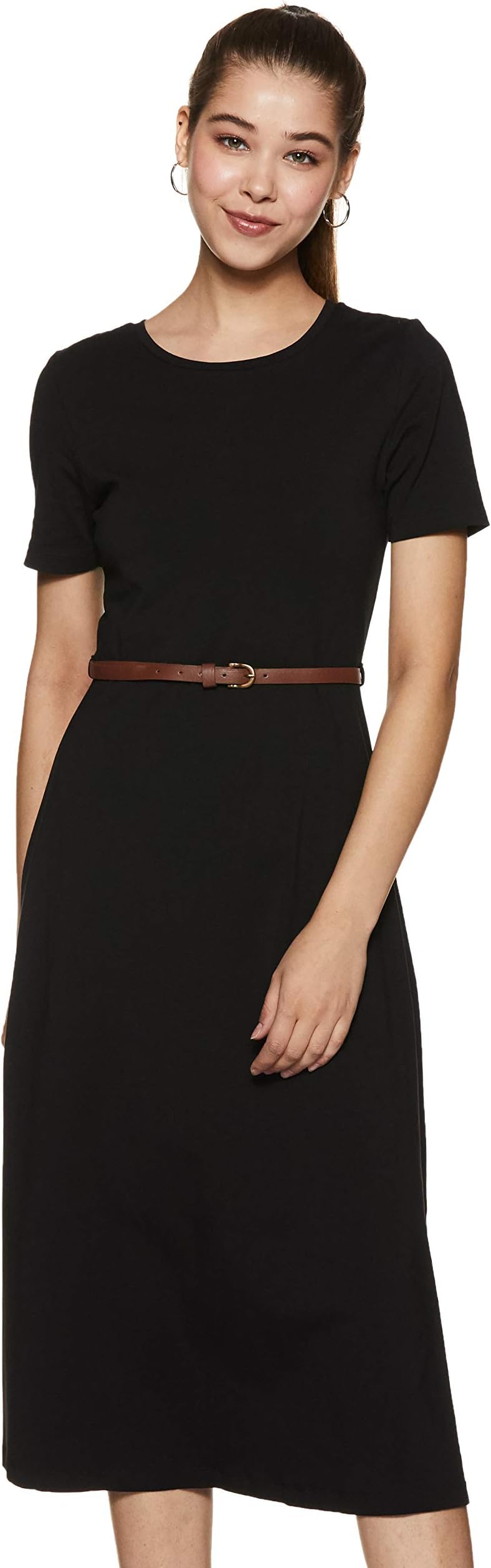 Amazon Brand - Symbol Cotton a-line Dress (SYMSS20DR033_Black2_XS)