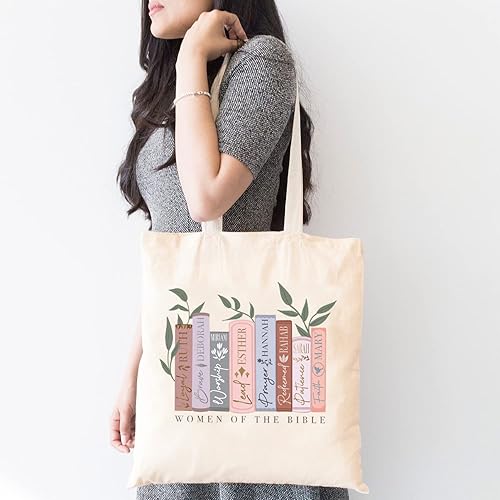 Miniatura 3 de TSIIUO Bolsa de lona cristiana con versículo bíblico, lindo gráfico para mujeres de la Biblia, bolsa de compras reutilizable, regalo divertido