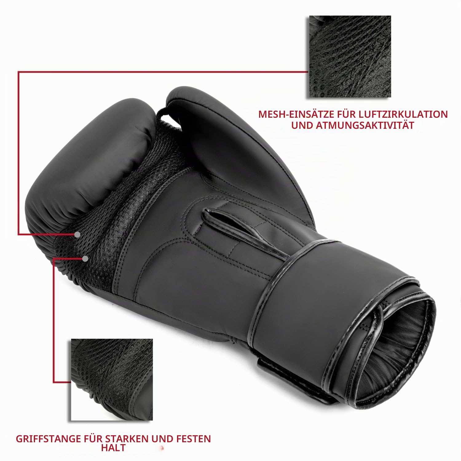 EVO Fitness Boxhandschuhe Mit Handbandagen Für Herren Und Damen, Mit Leder Pro Gel Für Muay Thai MMA Kickboxen Sparring Kampftraining Boxing Gloves Martial Arts Box Handschuhe Box Sack