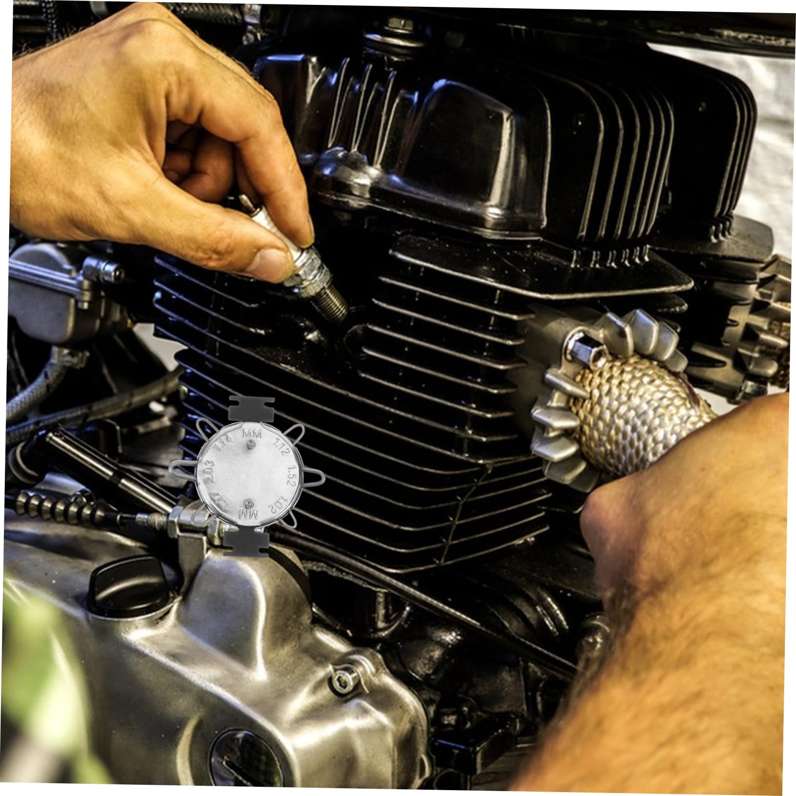 MUCKLILY Spark Plug Gap Tool for Precision Measurement Durable Construction Optimizes Engine Performance Compatible with Spark Plugs Reliable Spark Plug Tool