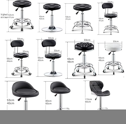 Miniatura 27 de Taburete de bar ajustable giratorio, chasis de acero grande, respaldo moderno para el hogar, taburete redondo de pierna alta, carga de 220.5 lbs,