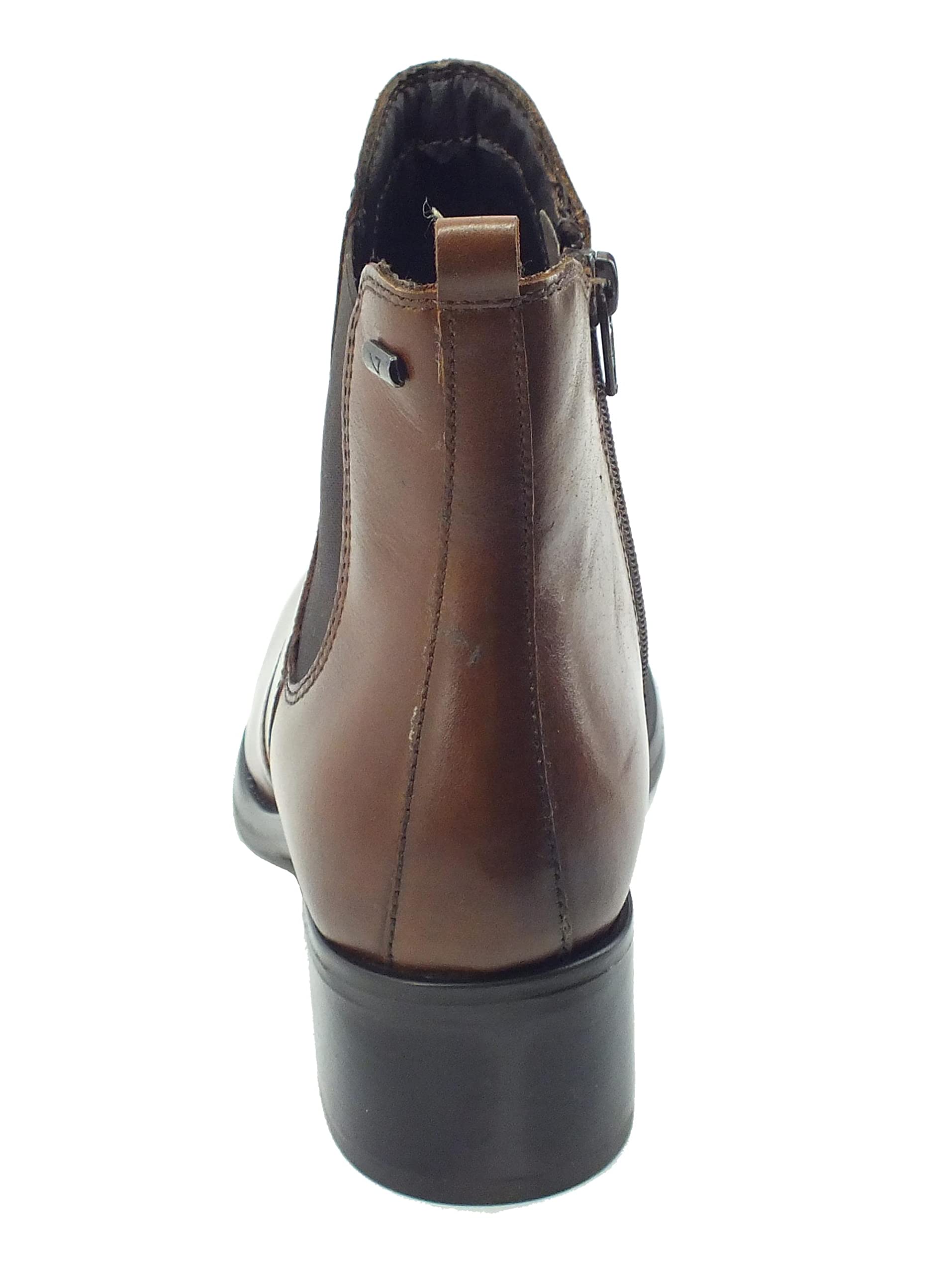 Valleverde 47615 Vitello Marrone Tronchetti Eleganti per Donna in Pelle con Lampo ed Elastico