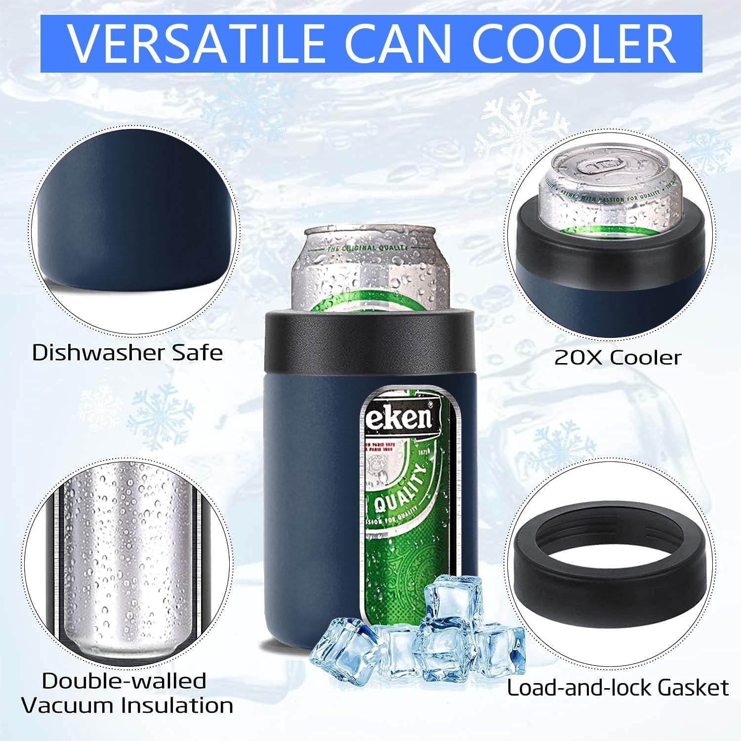 Stepstall 4 Packs Beer Gifts for Men, 4-in-1 Beer Bottle and Can Cooler for 12 Oz. Slim Can, Beer Bottle Insulators Holder Vacuum Stainless Steel - Image 4