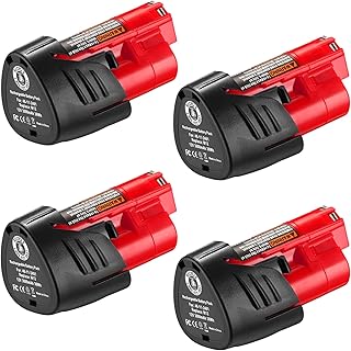 FirstPower 4Pack 3.0Ah M12 Replacement Lithium Battery Compatible with Milwaukee 12V Cordless Power Tools 48-11-2411 48-11-2420 48-11-2401 48-11-2402 48-11-2401