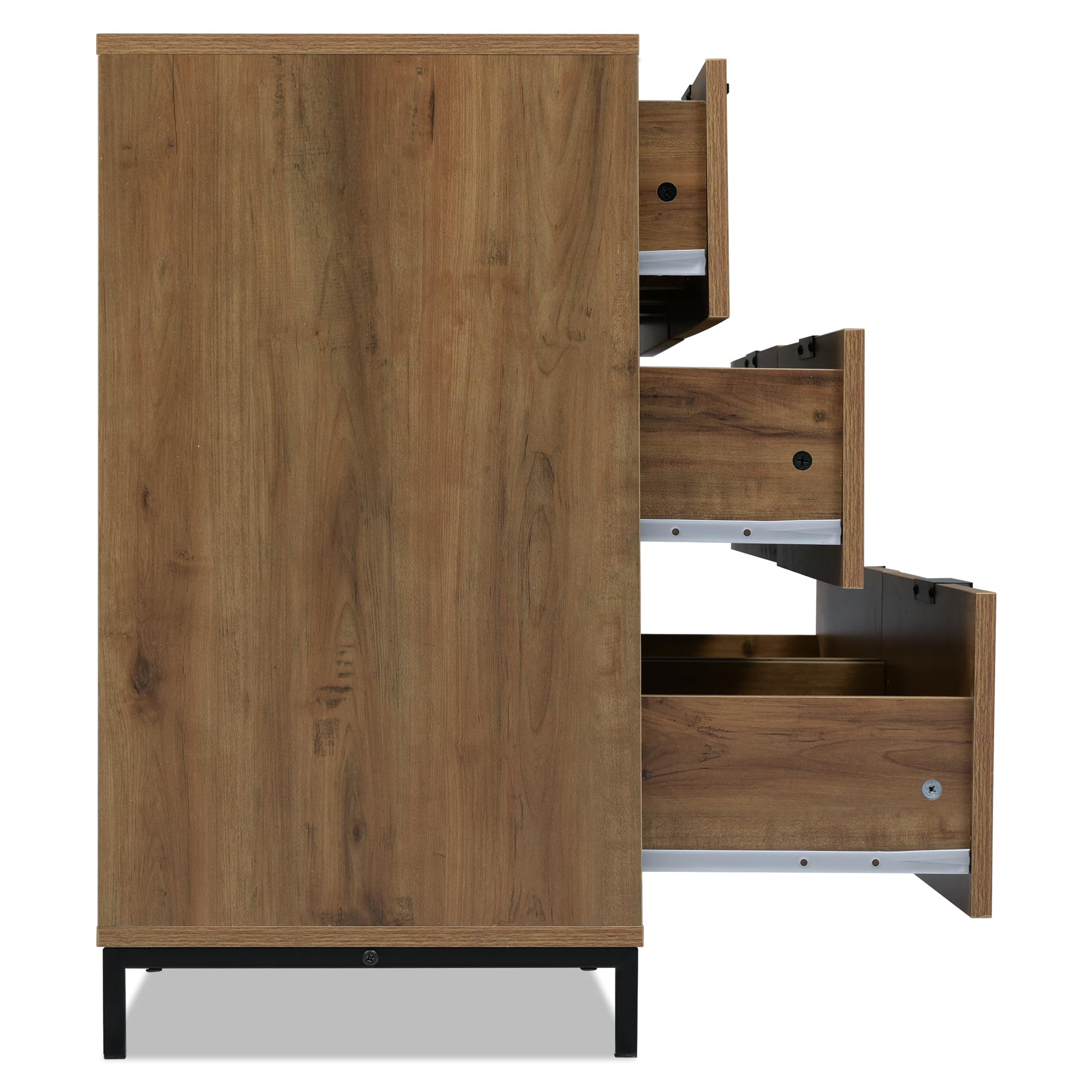 MURUL Cassettiera con 6 cassetti, credenza per camera da letto e tutti gli spazi abitativi, 120 x 40 x 76 cm, in rovere scuro (rovere scuro)