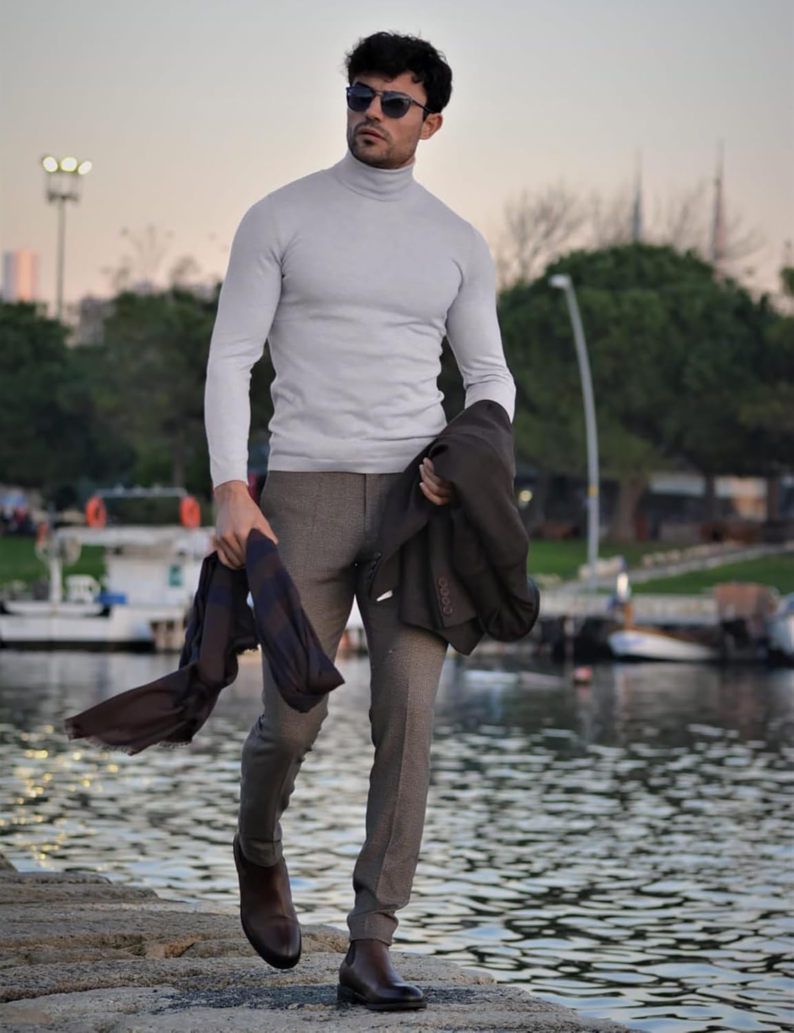 Mens Mock Neck T Shirts Pullover High Neck Turtleneck Premium Long Sleeve Sweaters for Men - Image 2