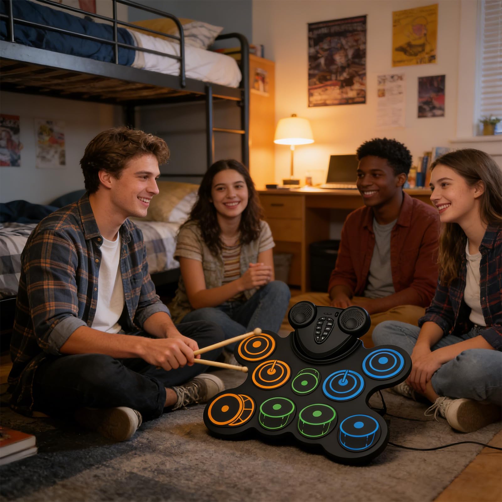 Attrezzatura elettronica per batteria facile da trasportare, 39 x 34 cm, con alimentazione USB, adatta per lezioni di musica e riunioni in studio, giocattolo educativo ritmico