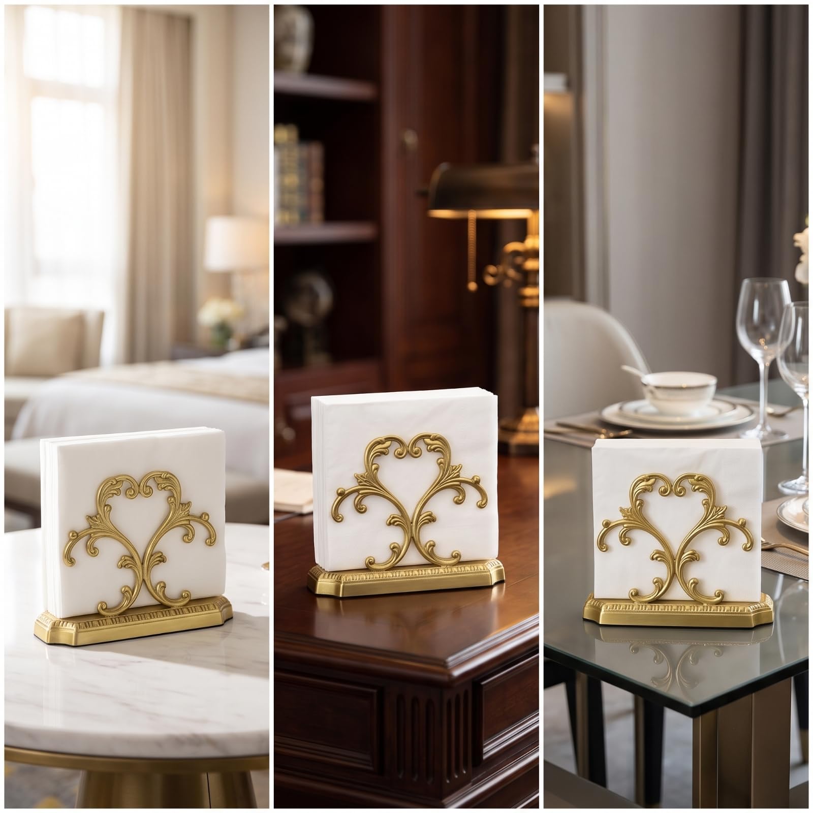 Gralara Servilletero Mesa Ornamental Servilletero con Diseño Perforado Soporte para Hoteles