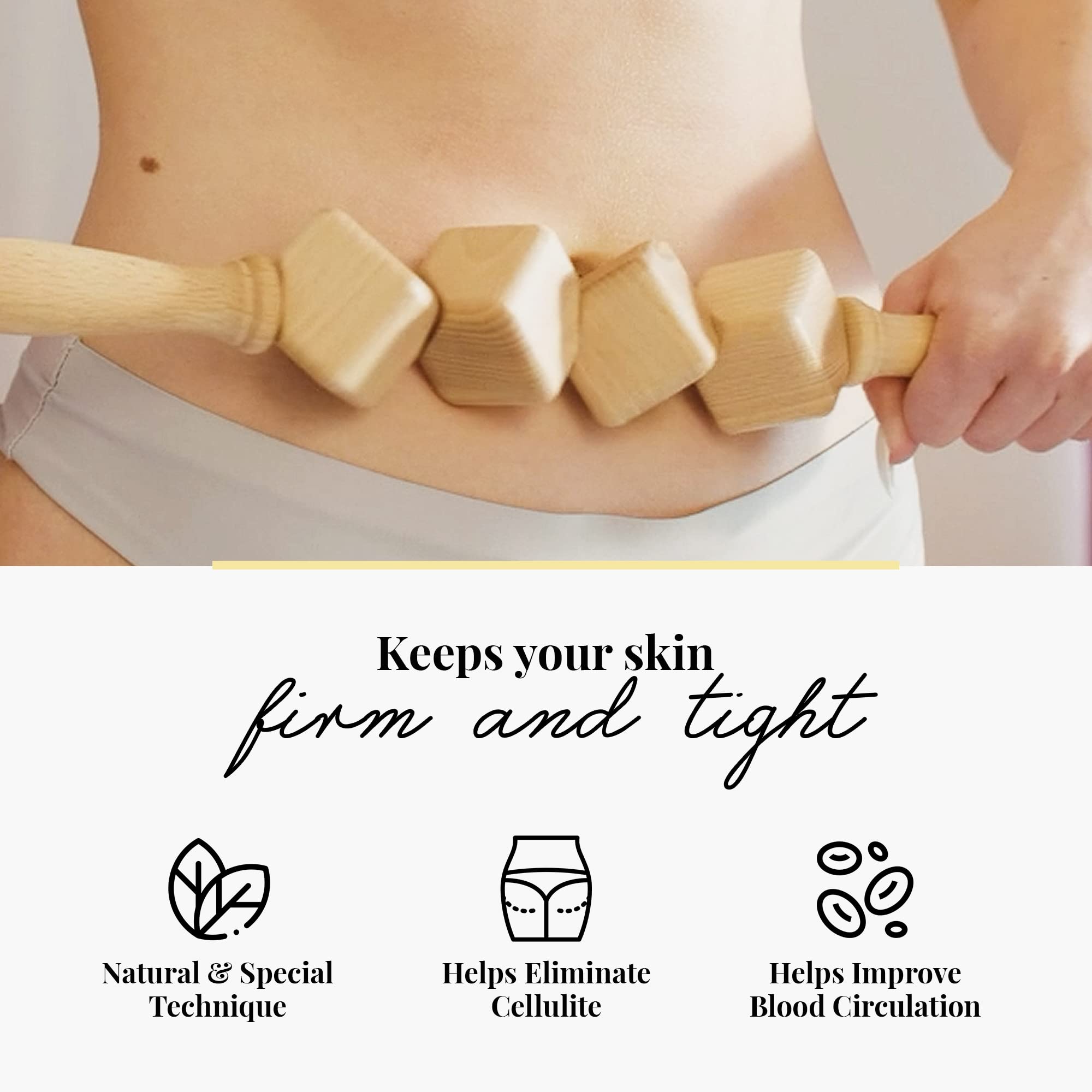 Tuuli Accessories Anti Cellulite Masseur Rouleau à Cubes de Massage Appareil Maderothérapie Bois 40 cm