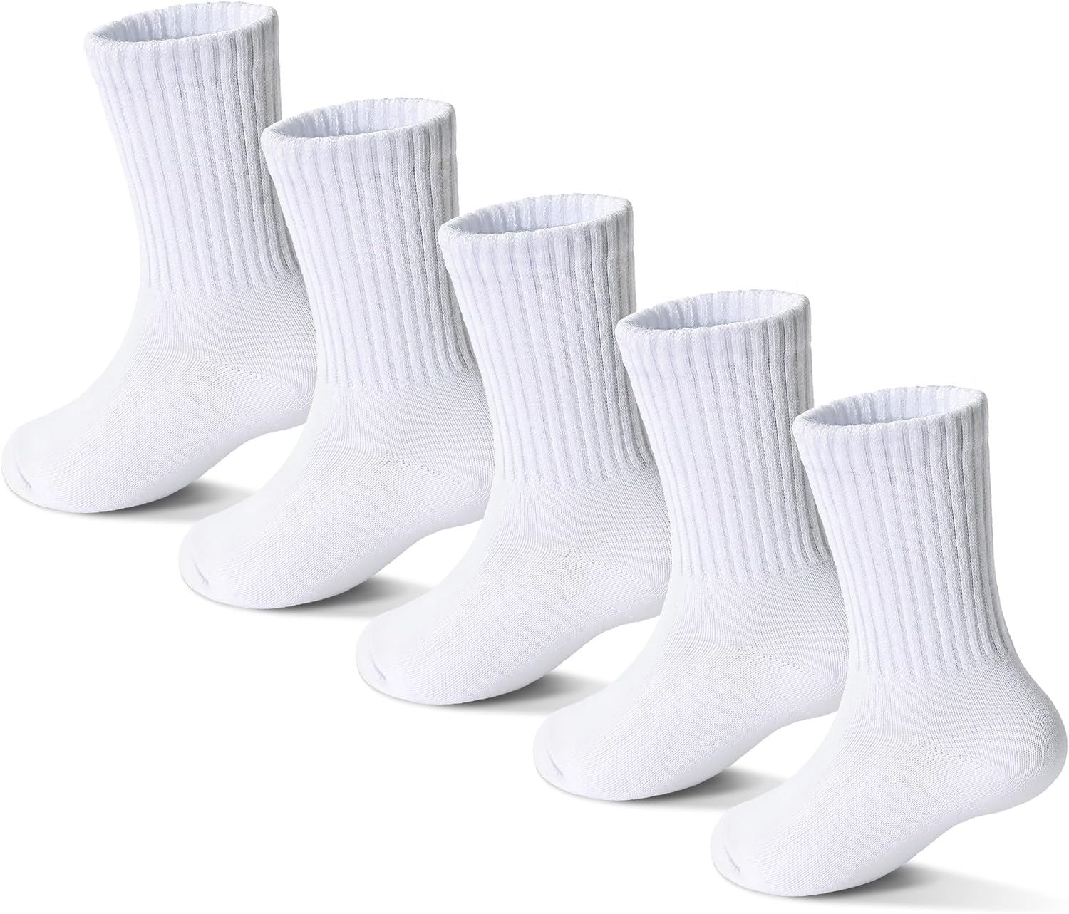 Girls Socks Kids Cotton Socks Pink Crew Athletic Socks with Hearts & Stripes 5 Pairs