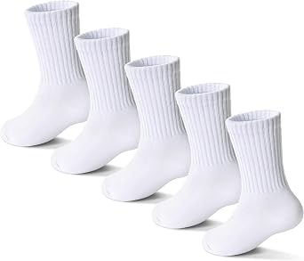Girls Socks Kids Cotton Socks Pink Crew Athletic Socks with Hearts & Stripes 5 Pairs