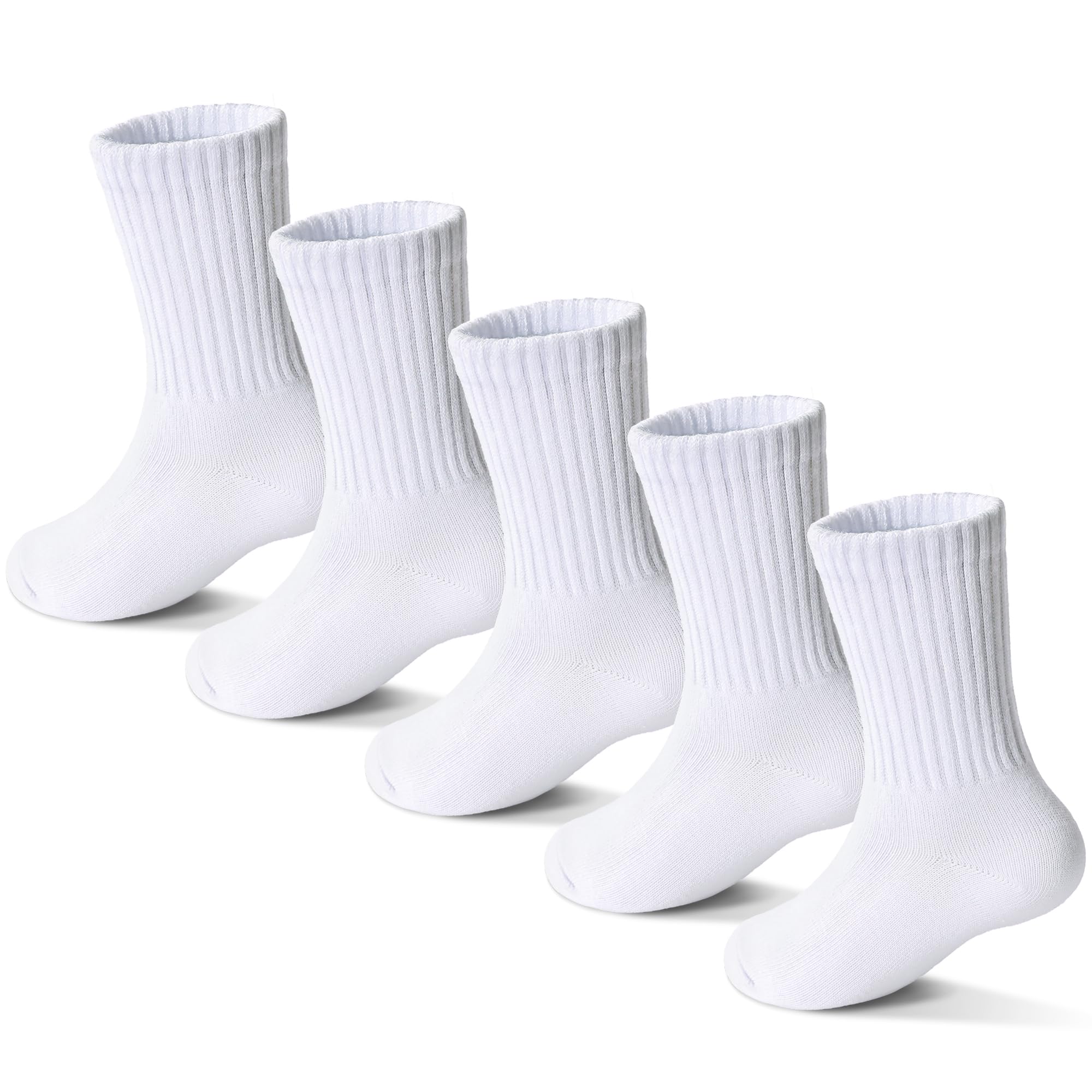 Girls Socks Kids Cotton Socks Pink Crew Athletic Socks with Hearts &amp; Stripes 5 Pairs