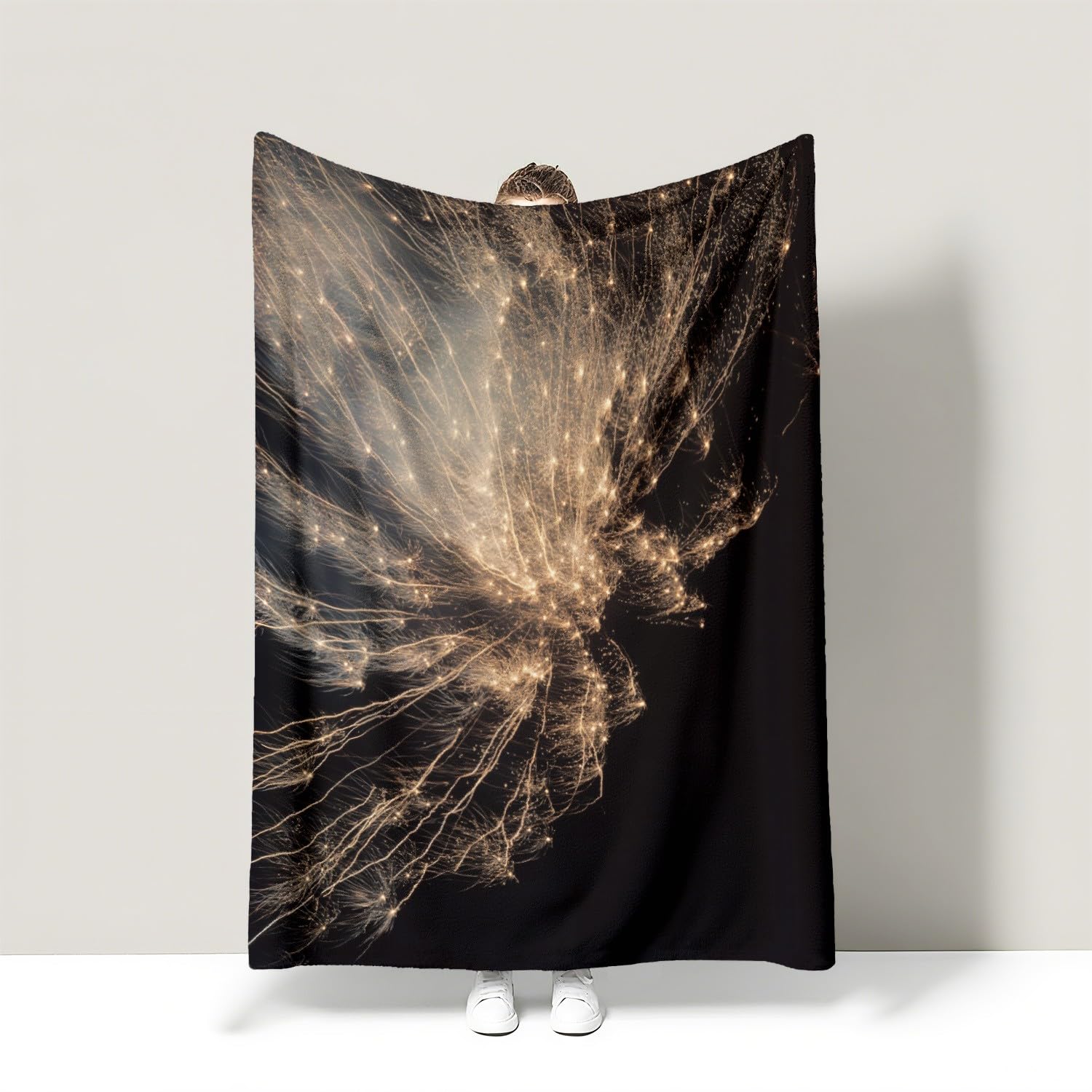 Genérico Manta de Franela Manta de Cama de Doble Cara y Extra Gruesa Frazada de Sofá Ligera y Suave al Tacto Invierno Mullida y Térmica 150 x 200 cm Amarillo Estético Paisaje Lámpara
