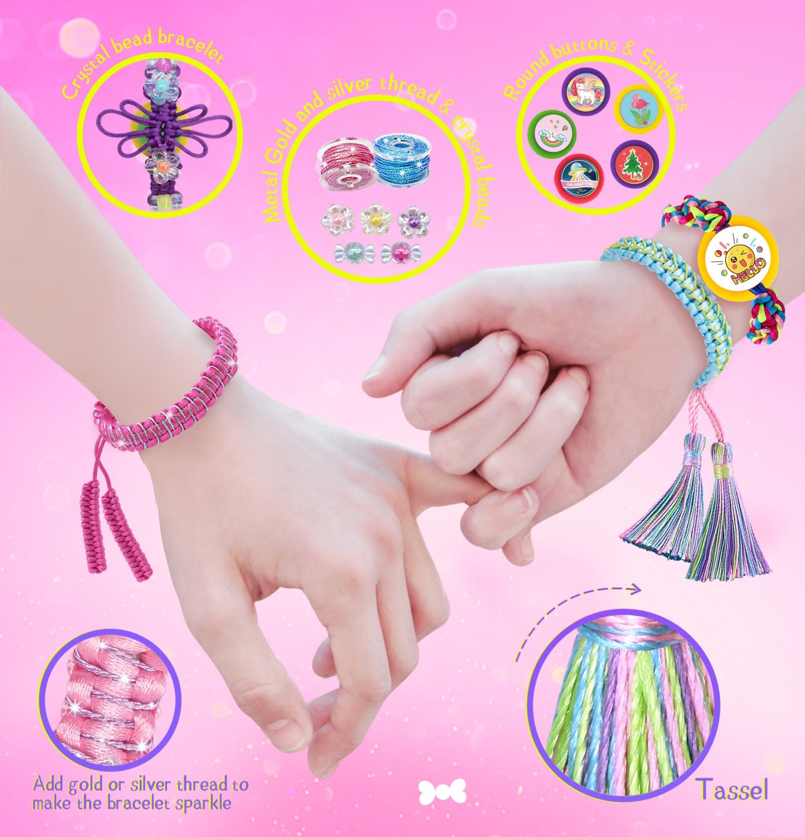 Friendship Bracelet Making Kit For Girls - Craft Set For Ages 7-12 | Includes Braiding Loom & Threads