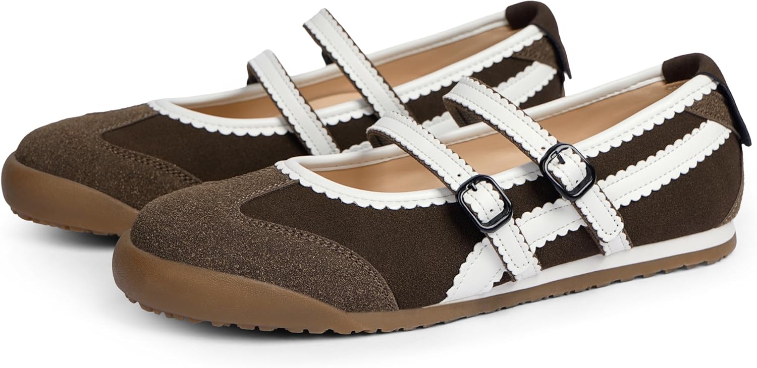 Tigeridea Fashion Sneakers for Women Mary Jane Shoes Comfortable Flat Two Strap Flat Shoes