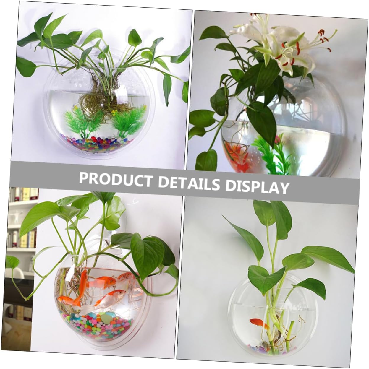 Toddmomy Wall-Mounted Acrylic Fish Bowl Plant Pot Clear Wall Flower Holder for Home Office Balcony Garden Decor Space-Saving Design Easy Installation Hanging
