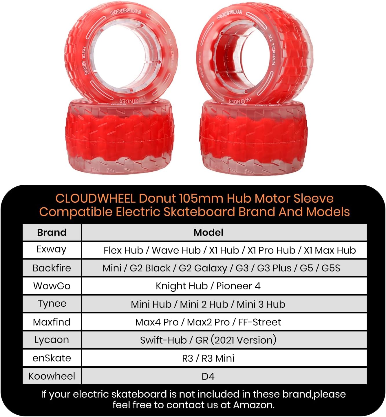 IWONDER CLOUDWHEEL Donut 105mm Hub Motor Sleeve Urban All Terrain Off Road Electric Skateboard Wheels for Hub Motor Electric Skateboards